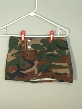 Camo Print Mini Skirt in Green and Brown